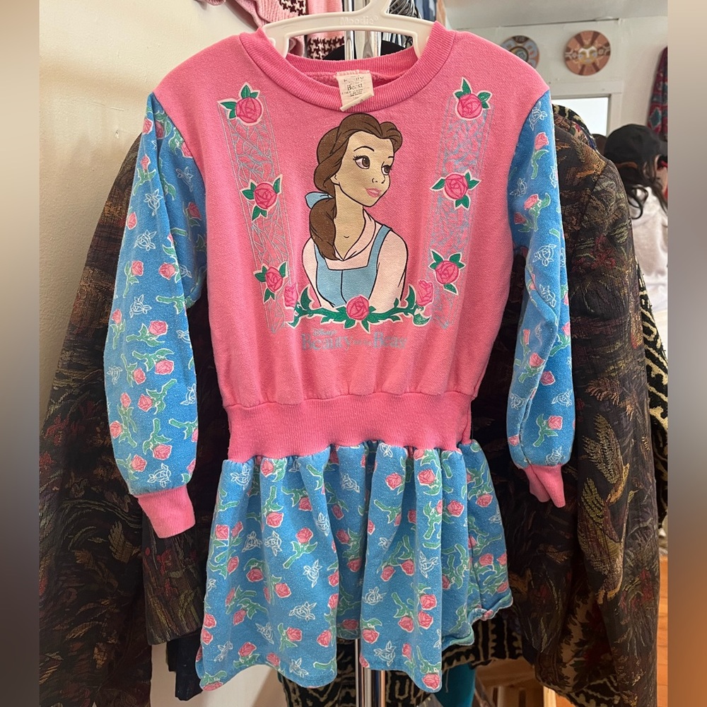 Vintage Disney jersey knit Beauty and the Beast girls dress